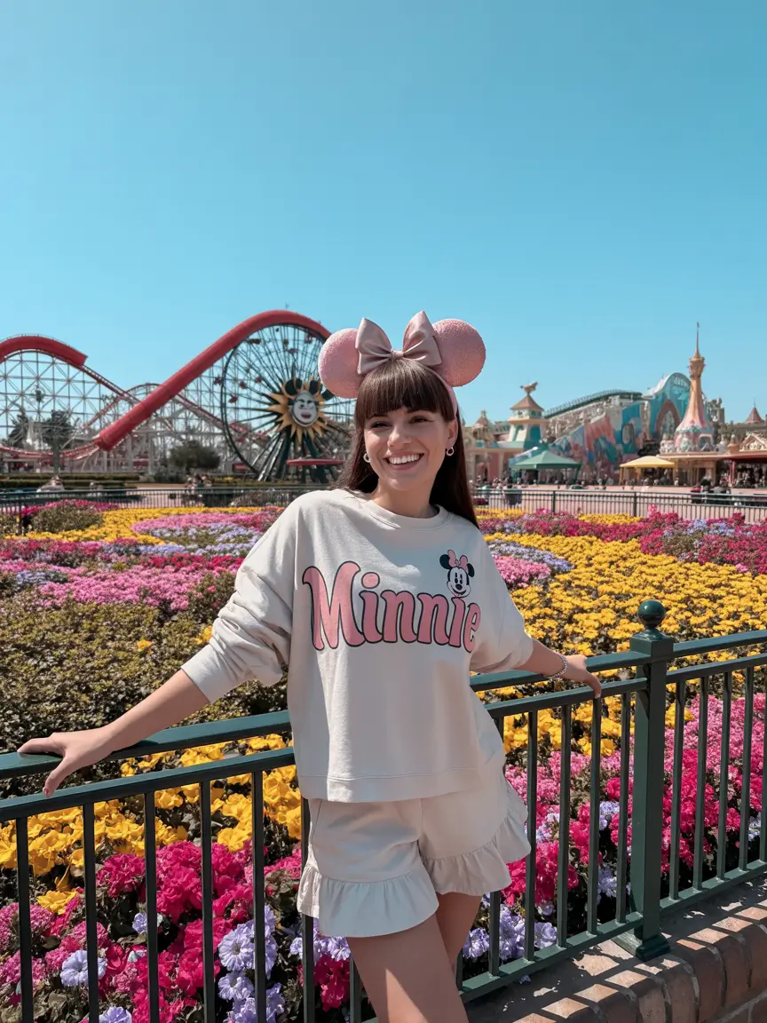 spring disneyland outfits 2026 Sweet Minnie Lounge Set for Sunny California Days