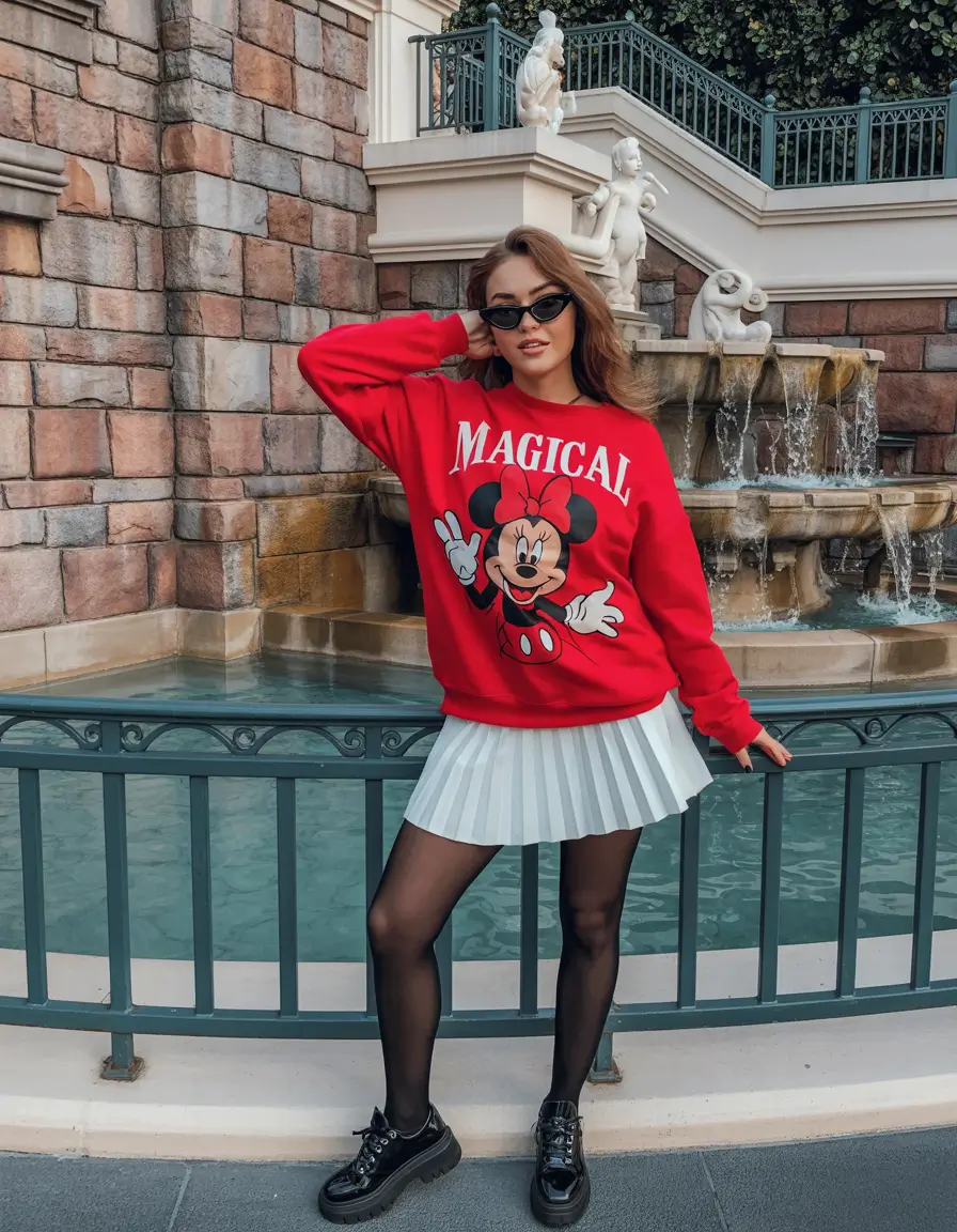spring disneyland outfits 2026 Red Statement Sweatshirt with Polished Edge