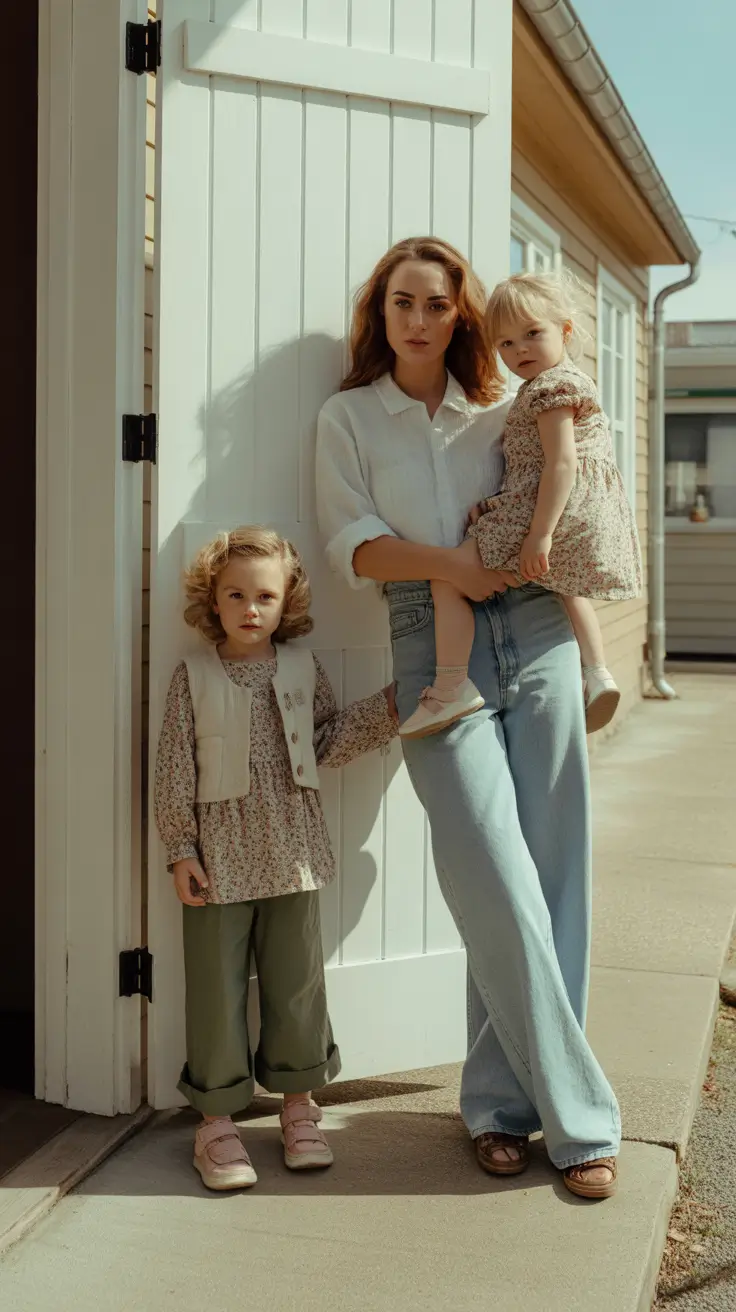 spring family pictures outfits 2026 Soft Denim and Floral Layers for a Sweet Spring Story