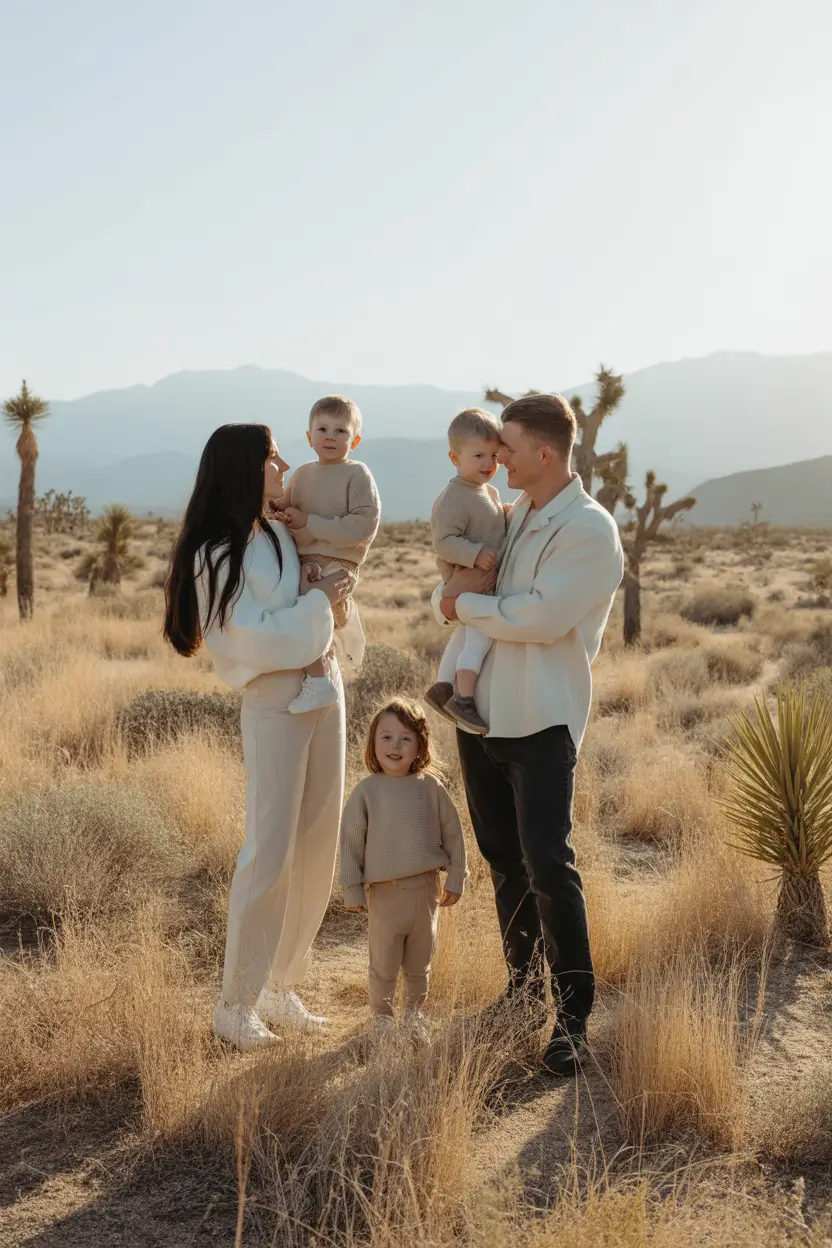 spring family pictures outfits 2026 Minimal Desert Neutrals for Early Spring Light