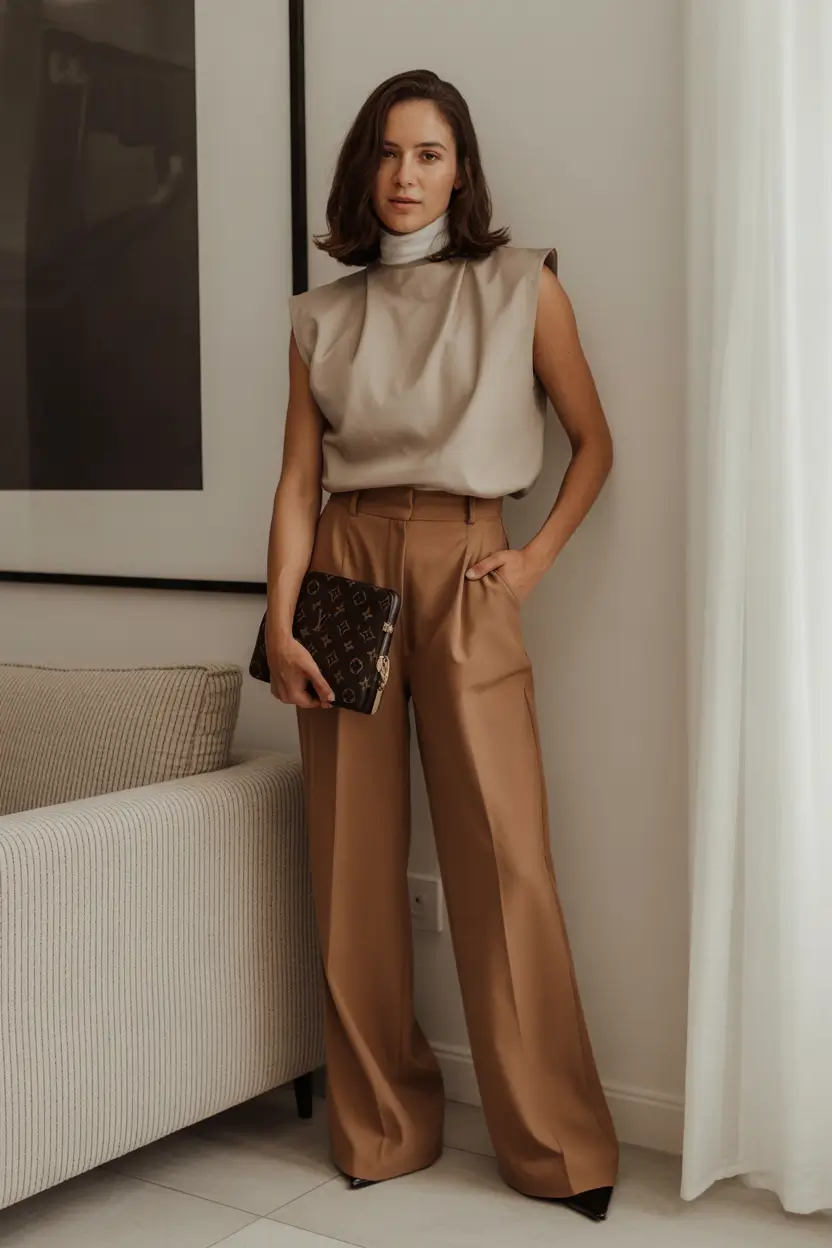 spring teacher outfits 2026 Polished Neutrals With Wide-Leg Confidence