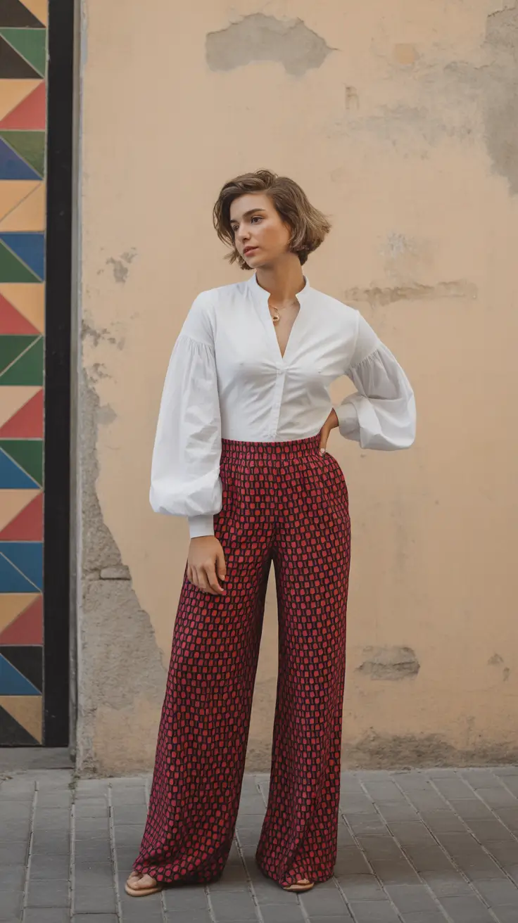 spring teacher outfits 2026 Patterned Pants That Do the Talking
