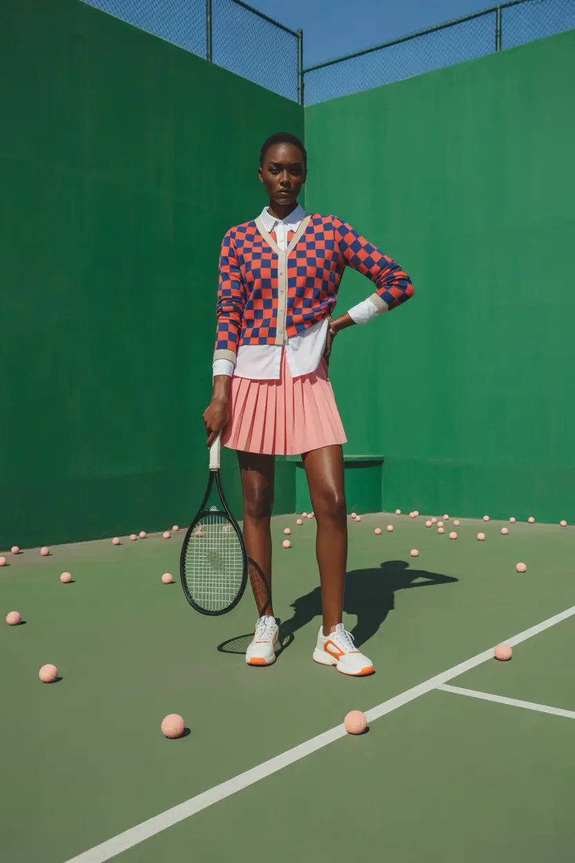tennis skirt spring outfits 2026 Retro Court Pop With Pink Pleats
