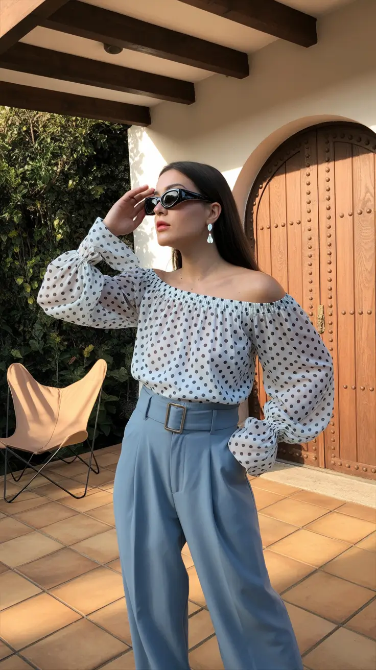 date spring outfits 2026 Polka Dots and High Waist Drama for Dinner Plans