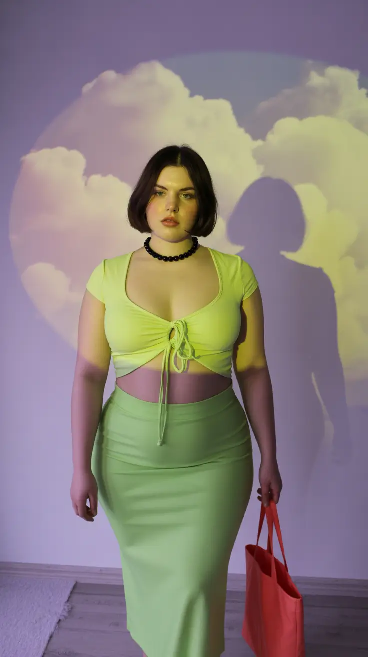 plus size spring outfits 2026 Pastel Baddie Set With a Grunge Twist
