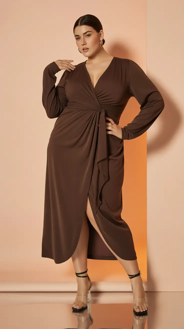 plus size spring outfits 2026 Chocolate Brown Elegance With a Modern Edge