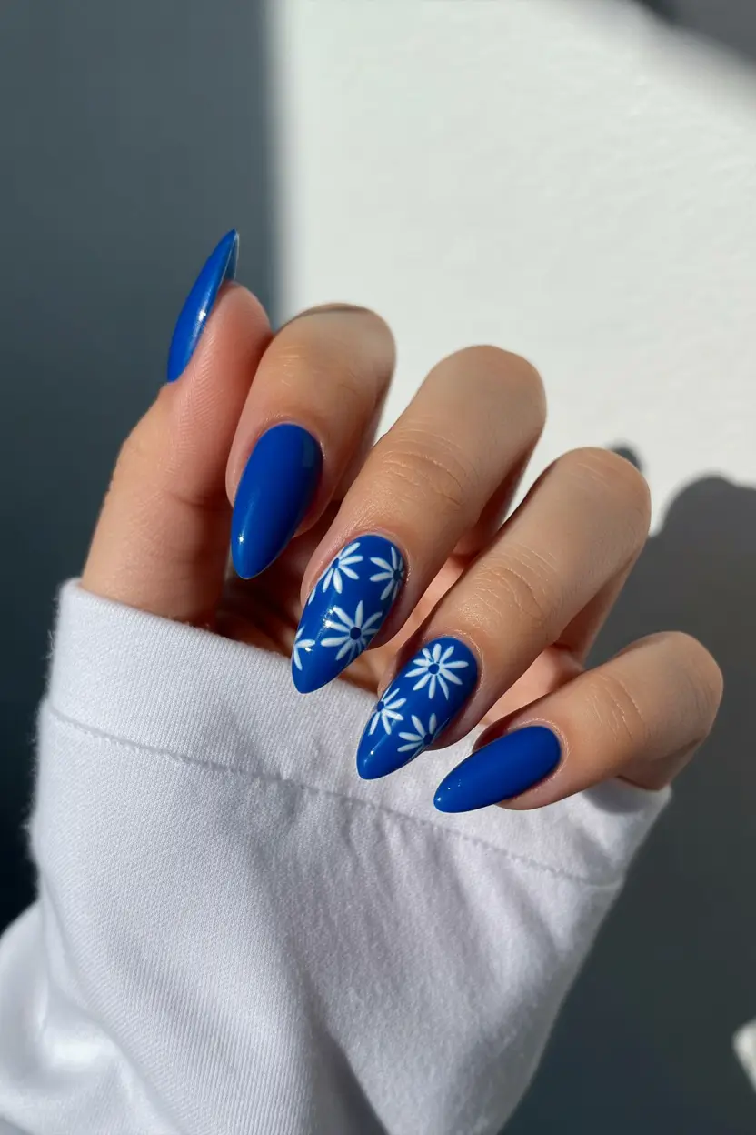 Best Blue Spring Nails Ideas 2026 Royal Blue Almond Nails