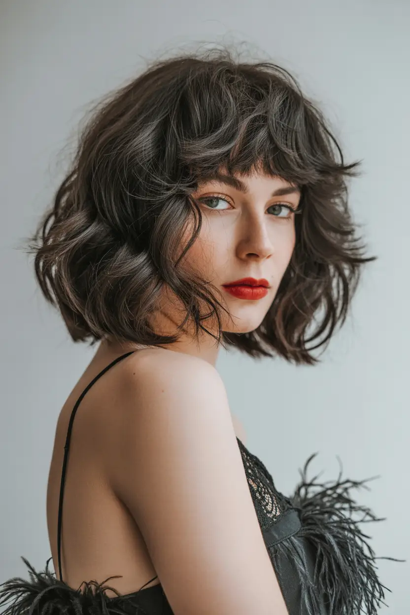 spring bob haircut 2026 Soft Shaggy Bob With Feathered Bangs