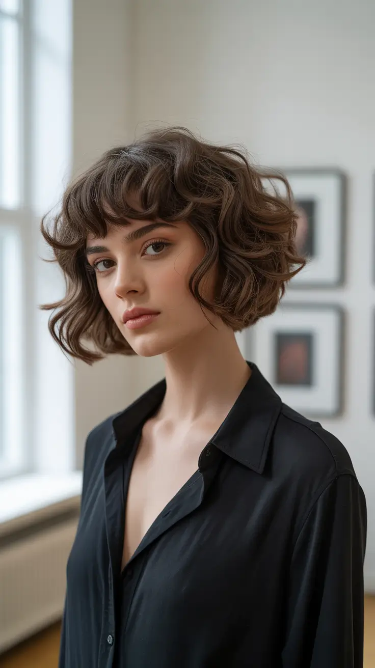 spring bob haircut 2026 Soft Curly Bob with Artistic Balance