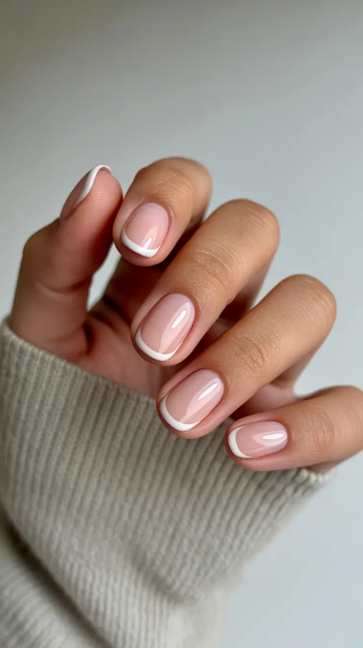 chic spring french tip nails 2026 Micro Short French With Clean Nude Base