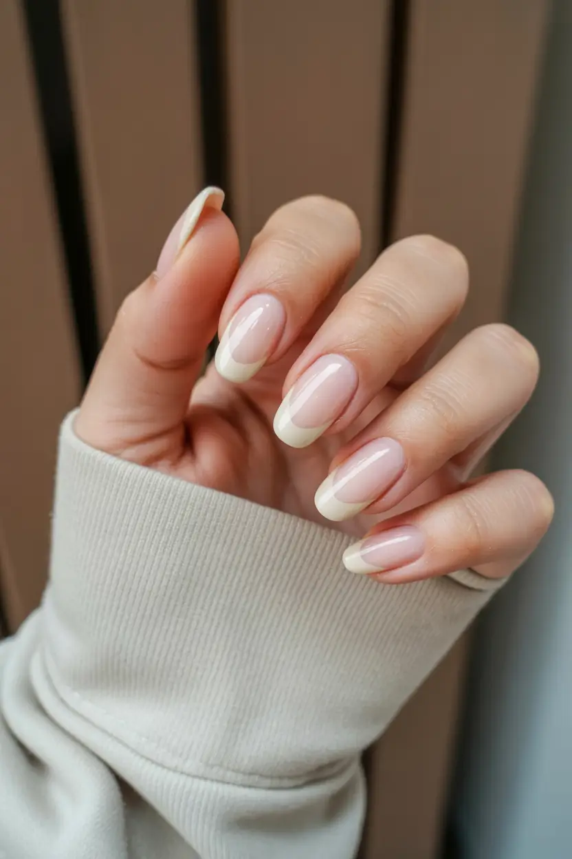 chic spring french tip nails 2026 Classic Short French With Soft Cream Finish