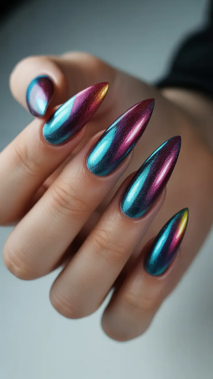 Chic Spring Nails For Brown Skin 2026 Chrome Cat Eye