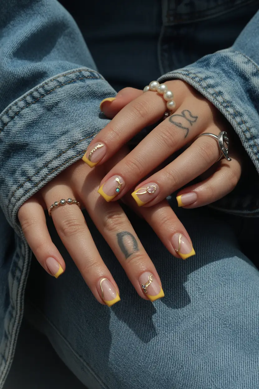 Chic Spring Nails For Brown Skin 2026 Yellow French Minimal