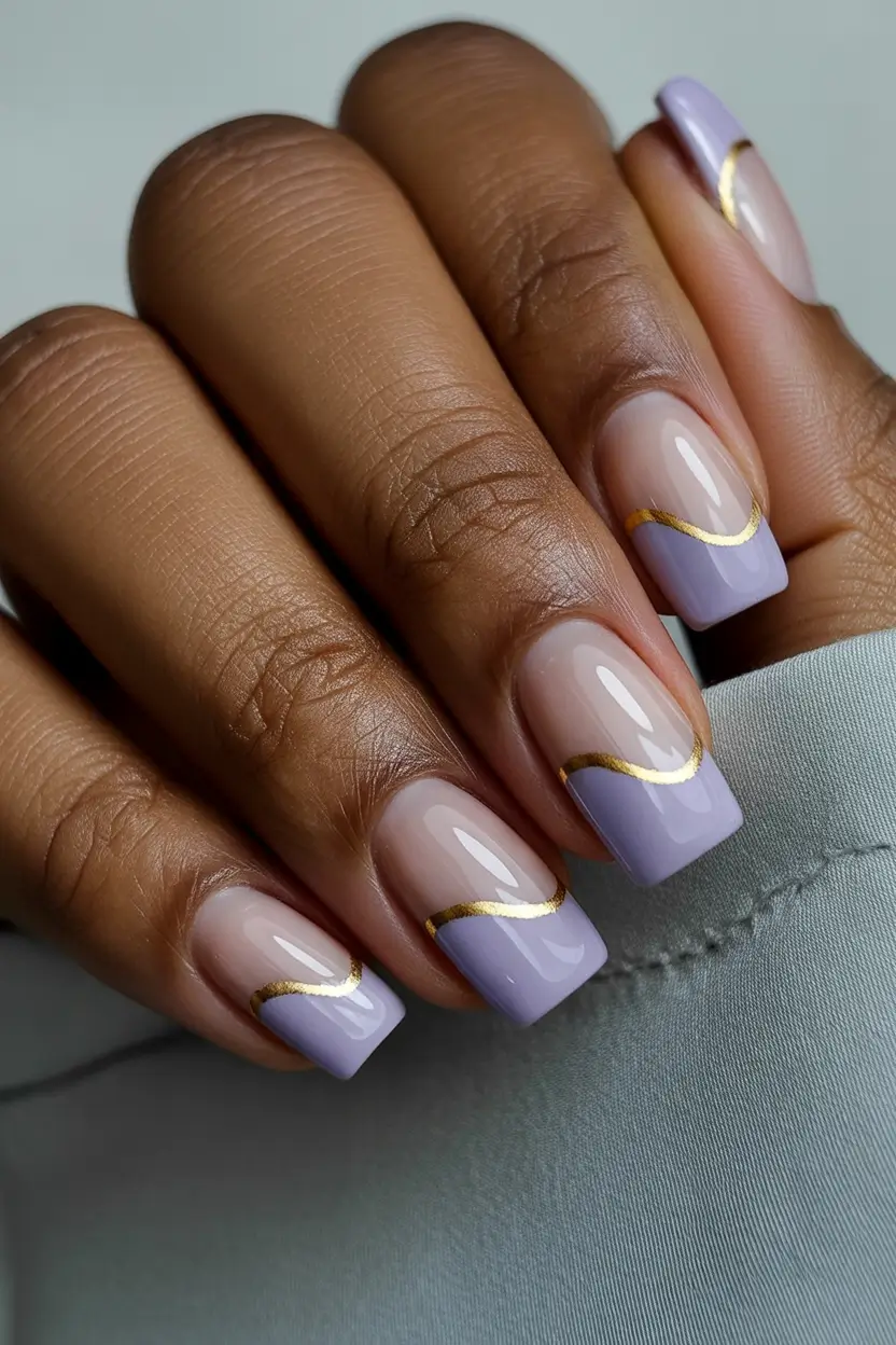 Chic Spring Nails For Brown Skin 2026 Lavender Gold French
