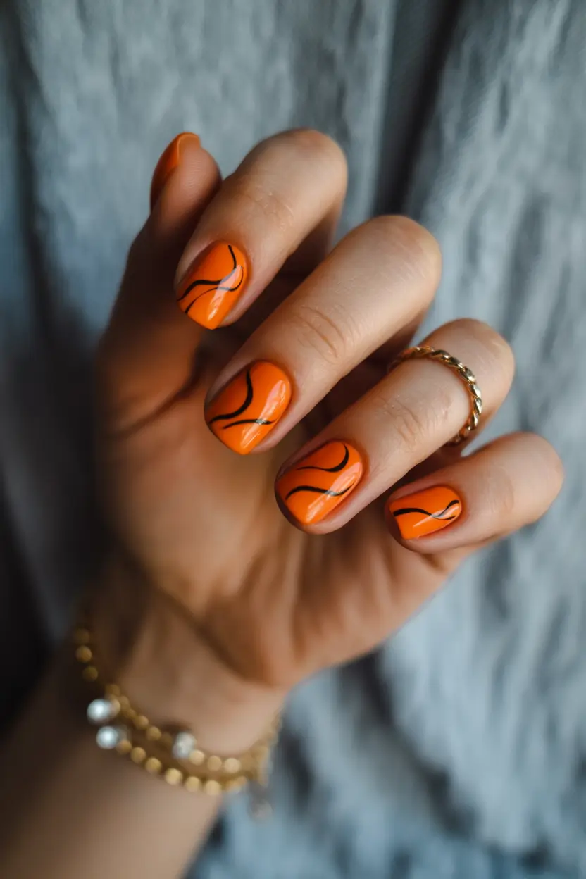 Chic Spring Nails For Brown Skin 2026 Orange Minimal Art