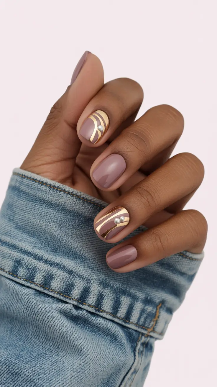 Chic Spring Nails For Brown Skin 2026 Mauve Gold