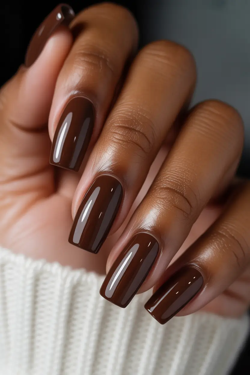 Chic Spring Nails For Brown Skin 2026 Cocoa Square Nails