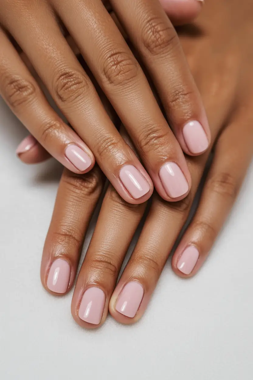 Chic Spring Nails For Dark Skin 2026 Soft Nude Short Nails