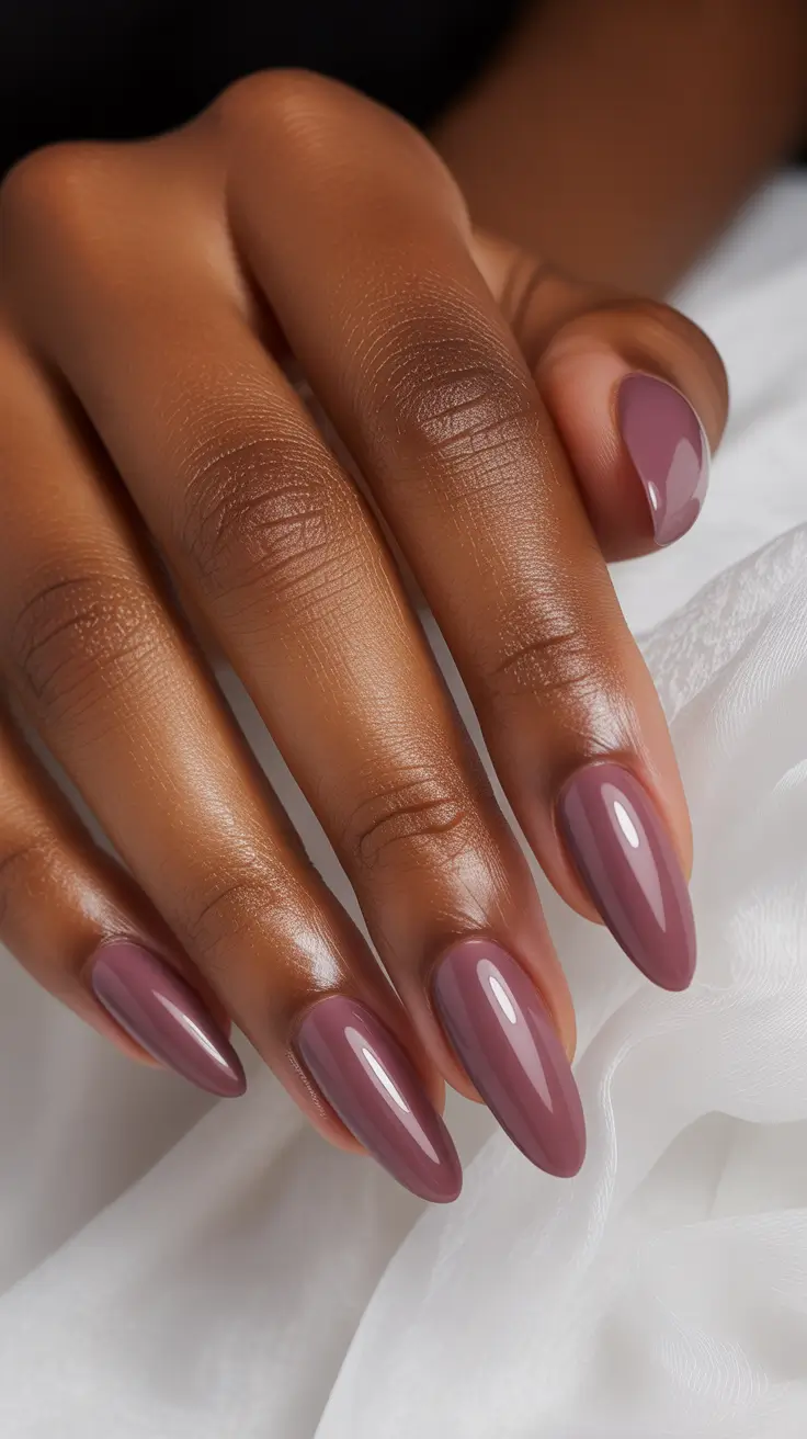Chic Spring Nails For Dark Skin 2026 Mauve Almond Nails