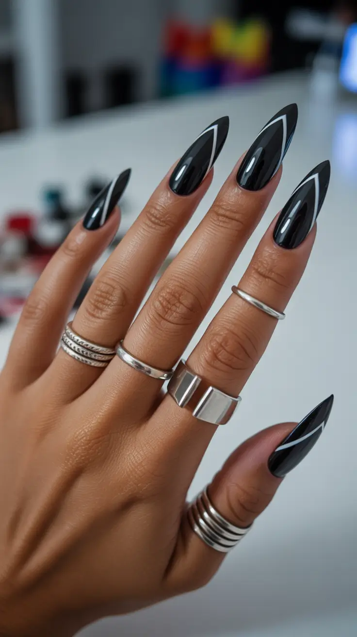 Chic Spring Nails For Dark Skin 2026 Black Almond Nails