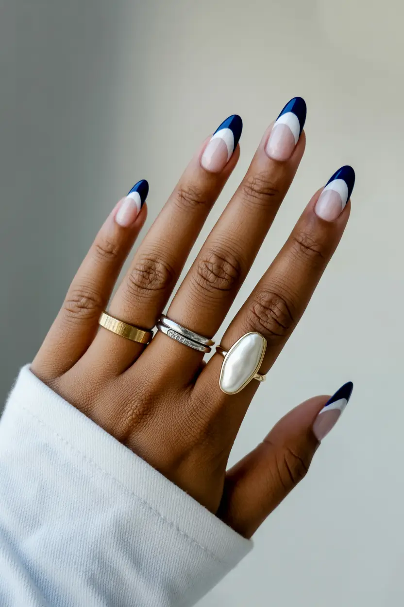 Chic Spring Nails For Dark Skin 2026 French Tip Almond