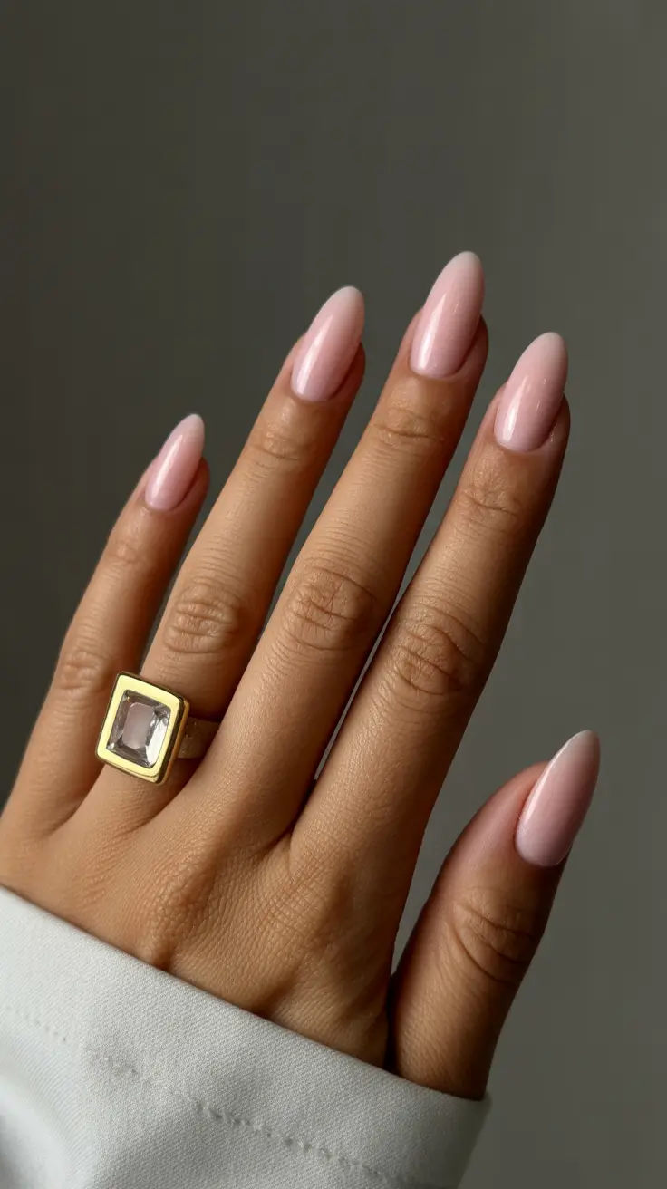 Chic Spring Nails For Dark Skin 2026 Light Pink Almond Nails