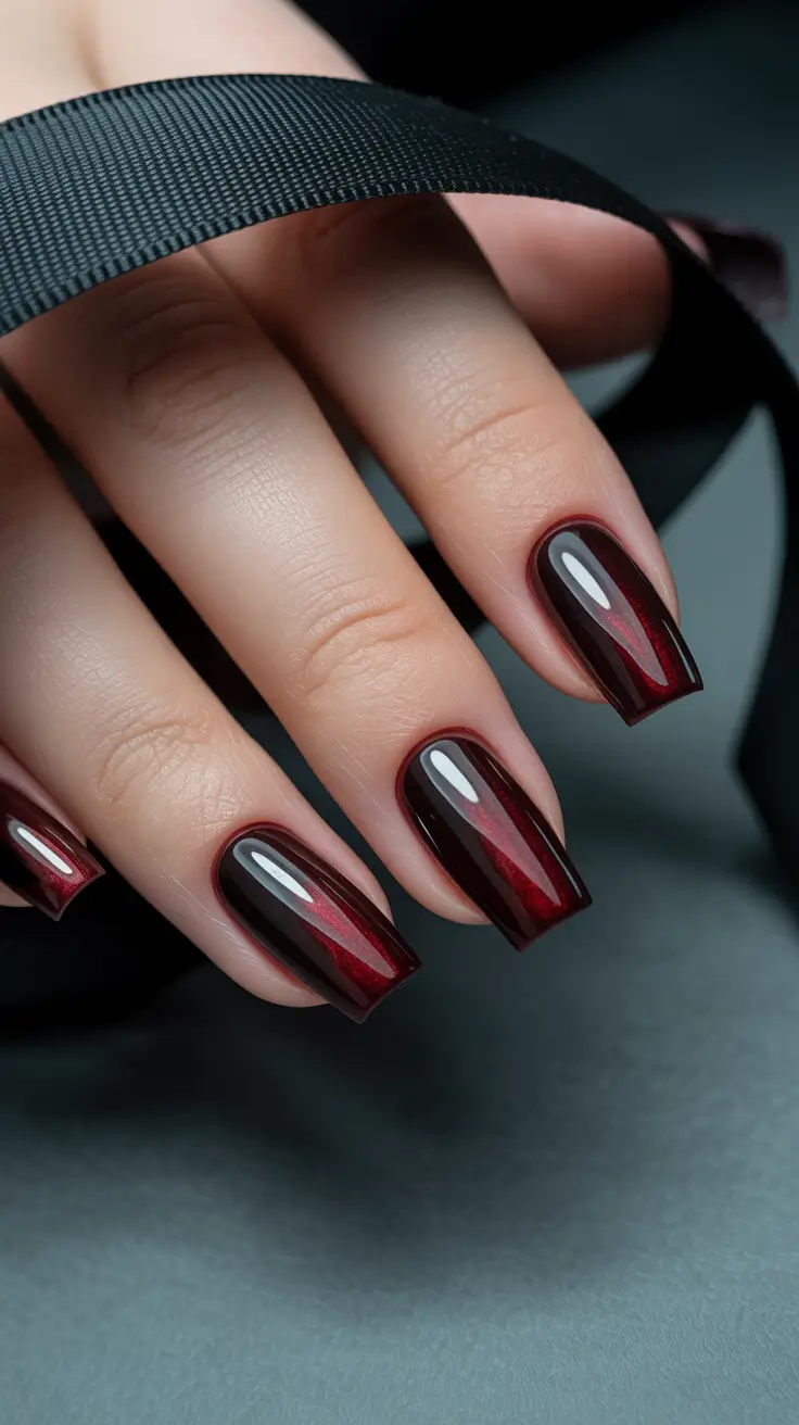 Chic Spring Nails For Tan Skin 2026 Deep Wine Cat Eye Nails