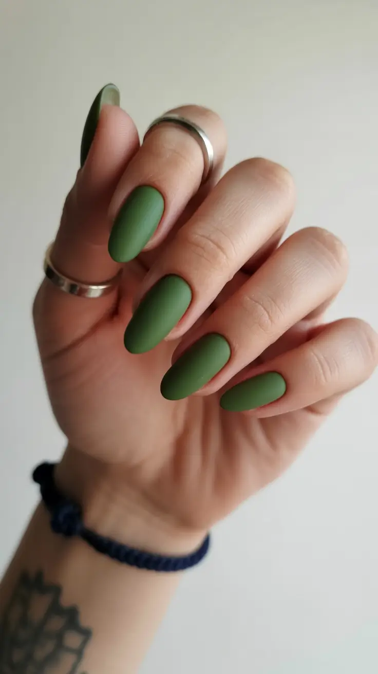 Chic Spring Nails For Tan Skin 2026 Olive Green Nails