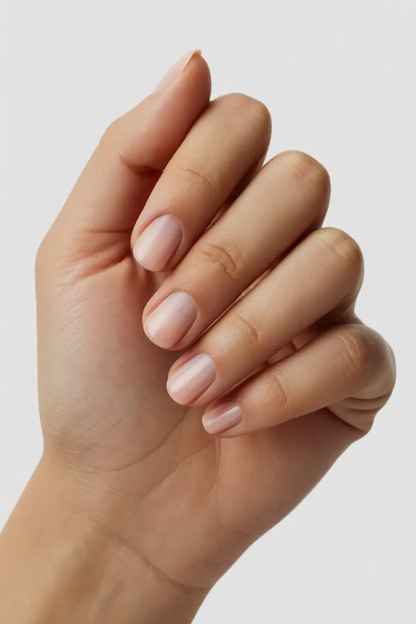spring nails for work 2026 Sheer Blush Short Nails