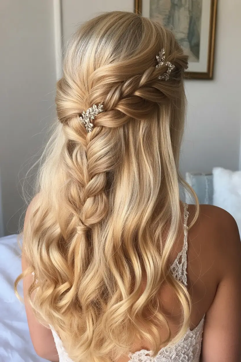 spring hairstyles 2026 Half Up Braid with Soft Waves