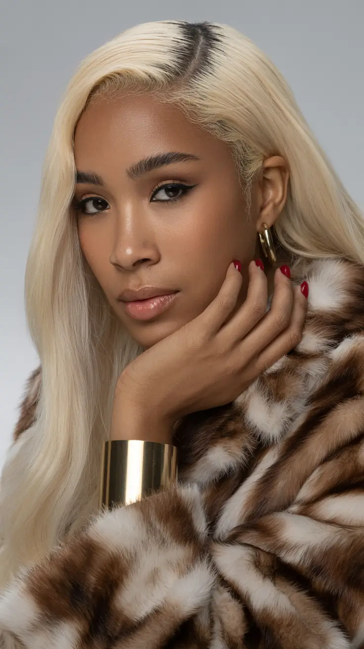 spring hair color for brown skin 2026 Platinum Silk Length with Luxury Finish