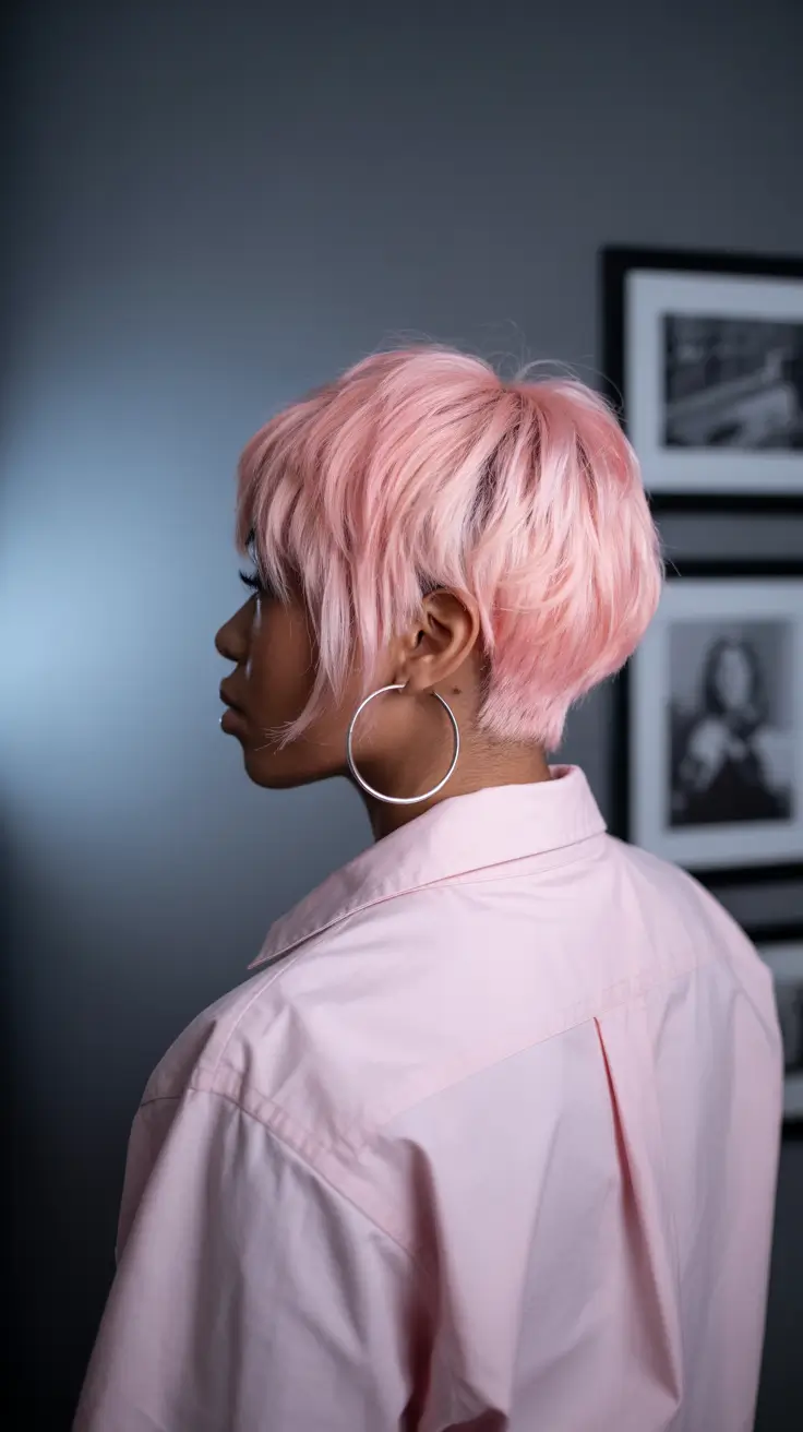 spring hair color for brown skin 2026 Playful Pink Pixie with Spring Attitude
