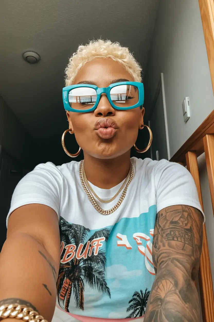 spring hair color for brown skin 2026 Platinum Buzz Cut with Street-Style Cool