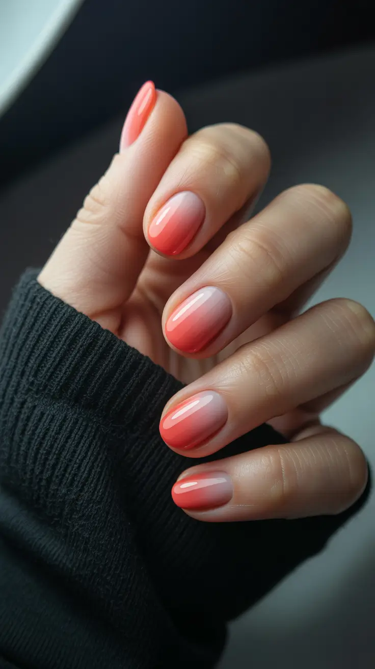 Cute Bright Spring Nails 2026 Soft Coral Short Gradient for Everyday Glow
