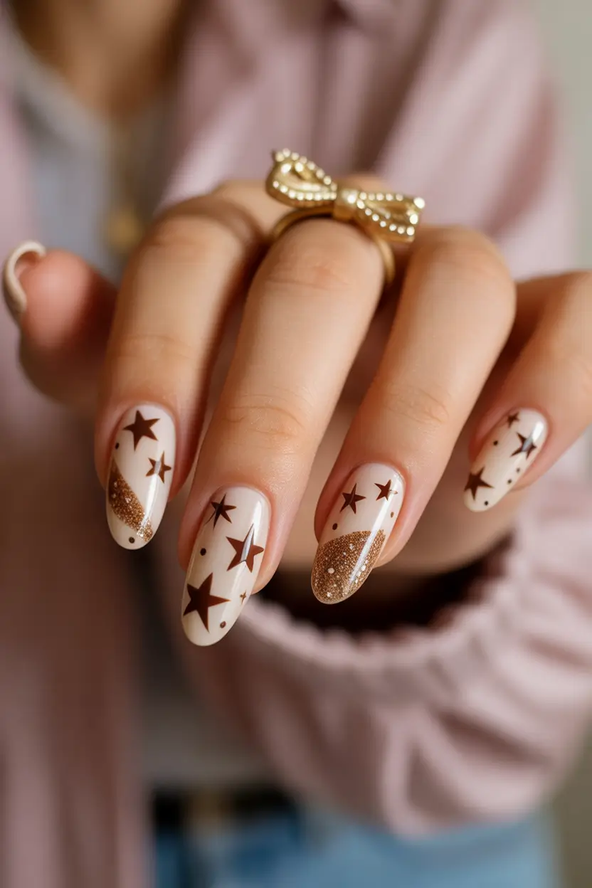 Cute Fun Spring Nails 2026 Star Accent Almond Nails