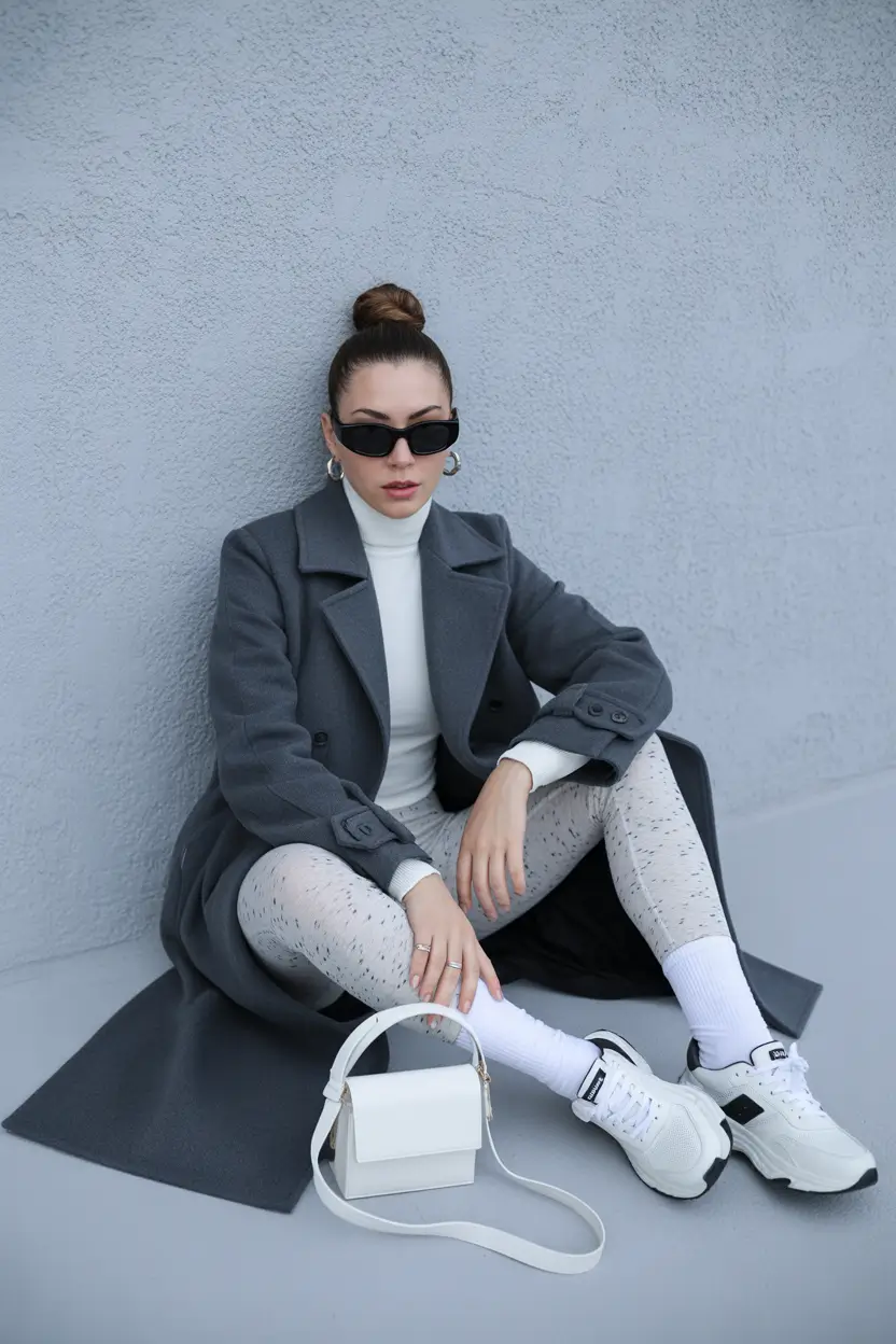 leggings outfit spring 2026 Polished City Neutrals With a Tailored Coat