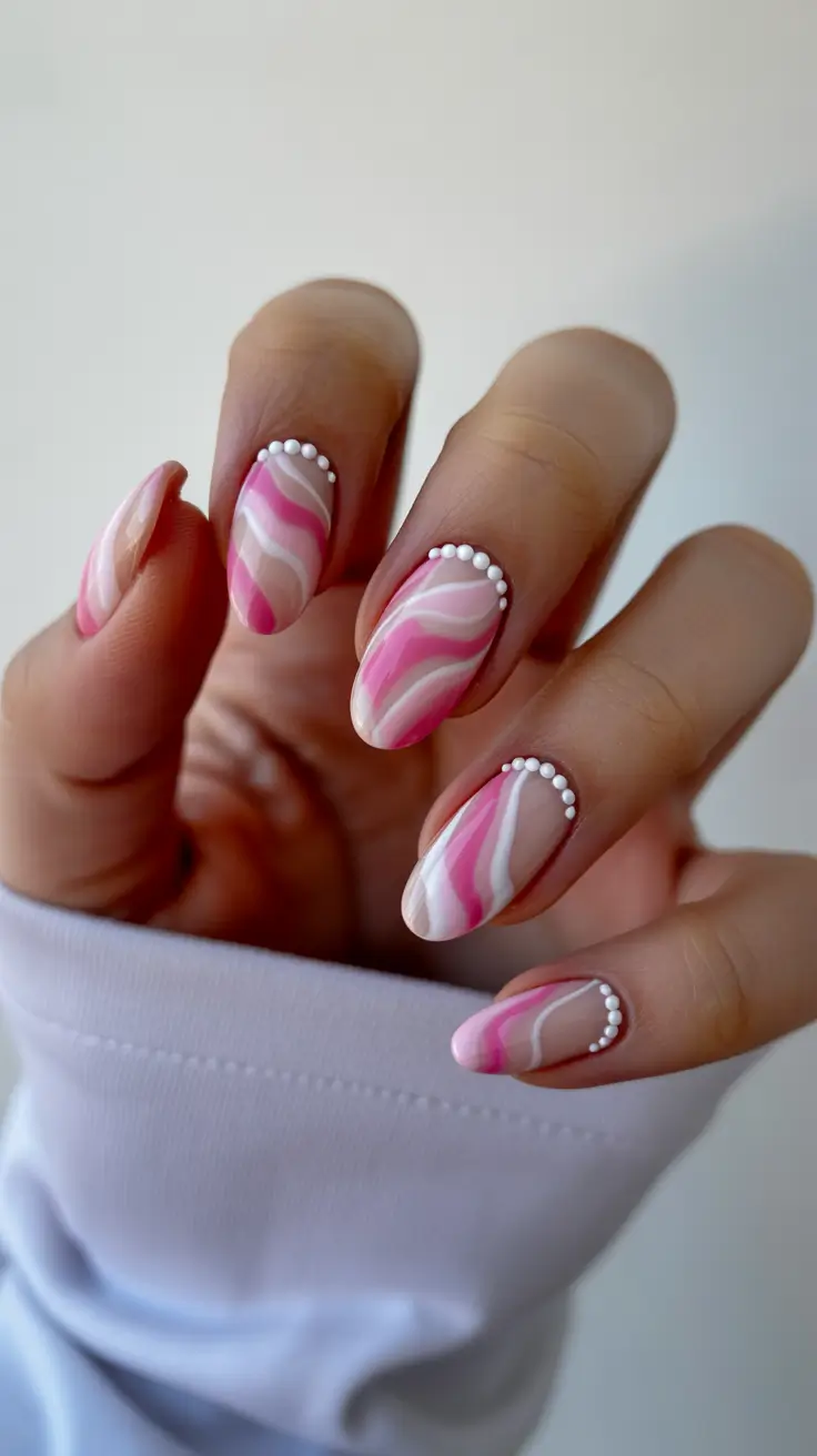 Cute Spring Break Nails 2026 Pink Marble