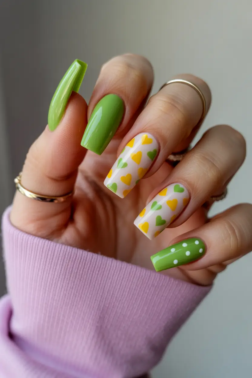 Cute Spring Break Nails 2026 Short Green Gel
