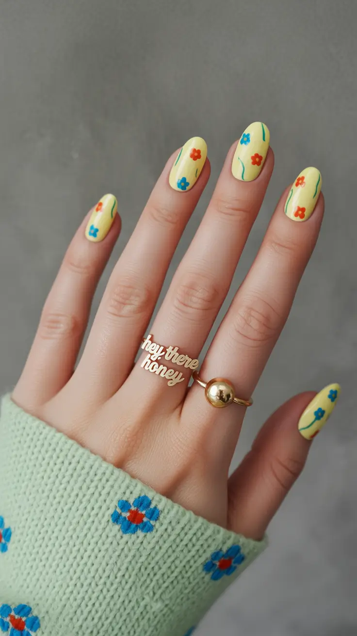 Cute Spring Break Nails 2026 Minimal Floral