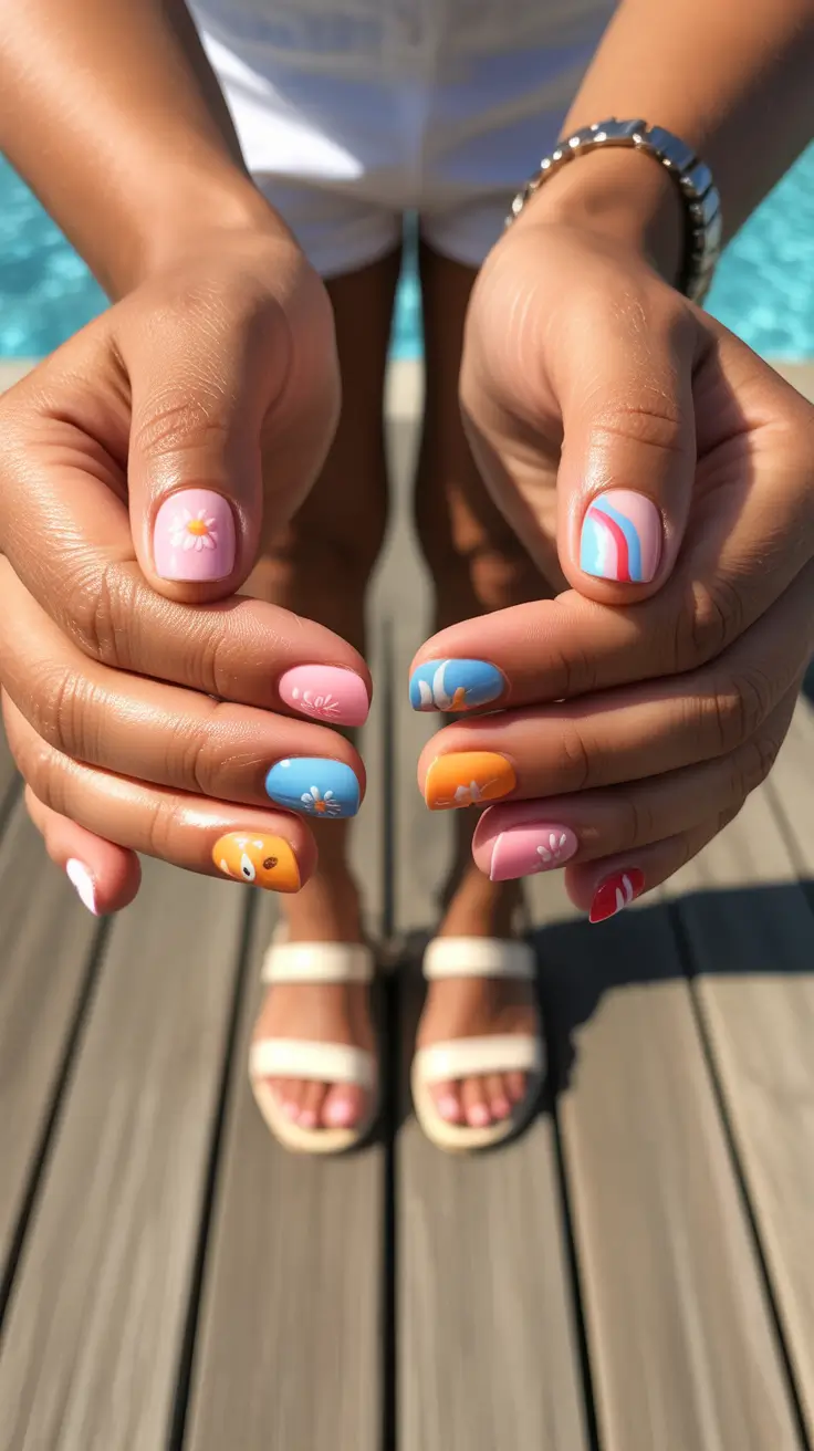 Cute Spring Break Nails 2026 Short Colorful