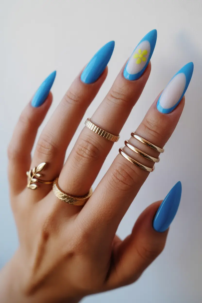 Cute Spring Break Nails 2026 Blue Almond