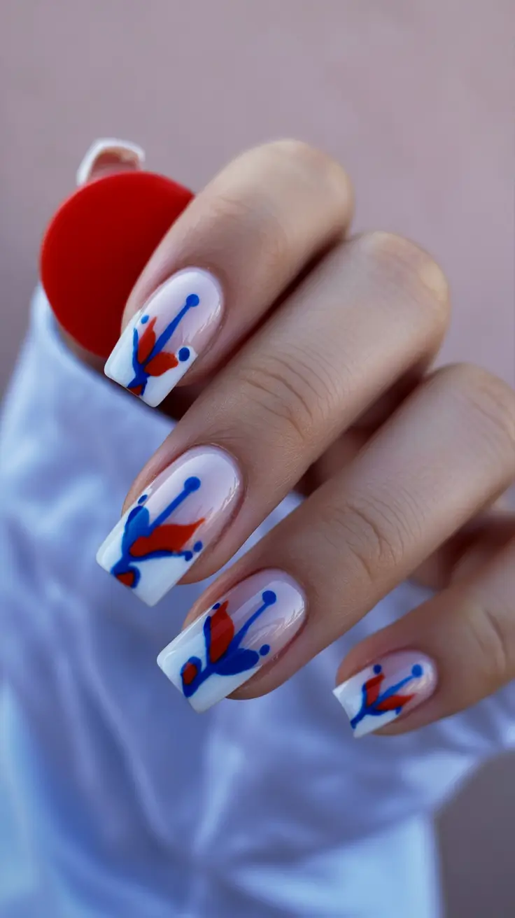 Cute Spring Break Nails 2026 Abstract French