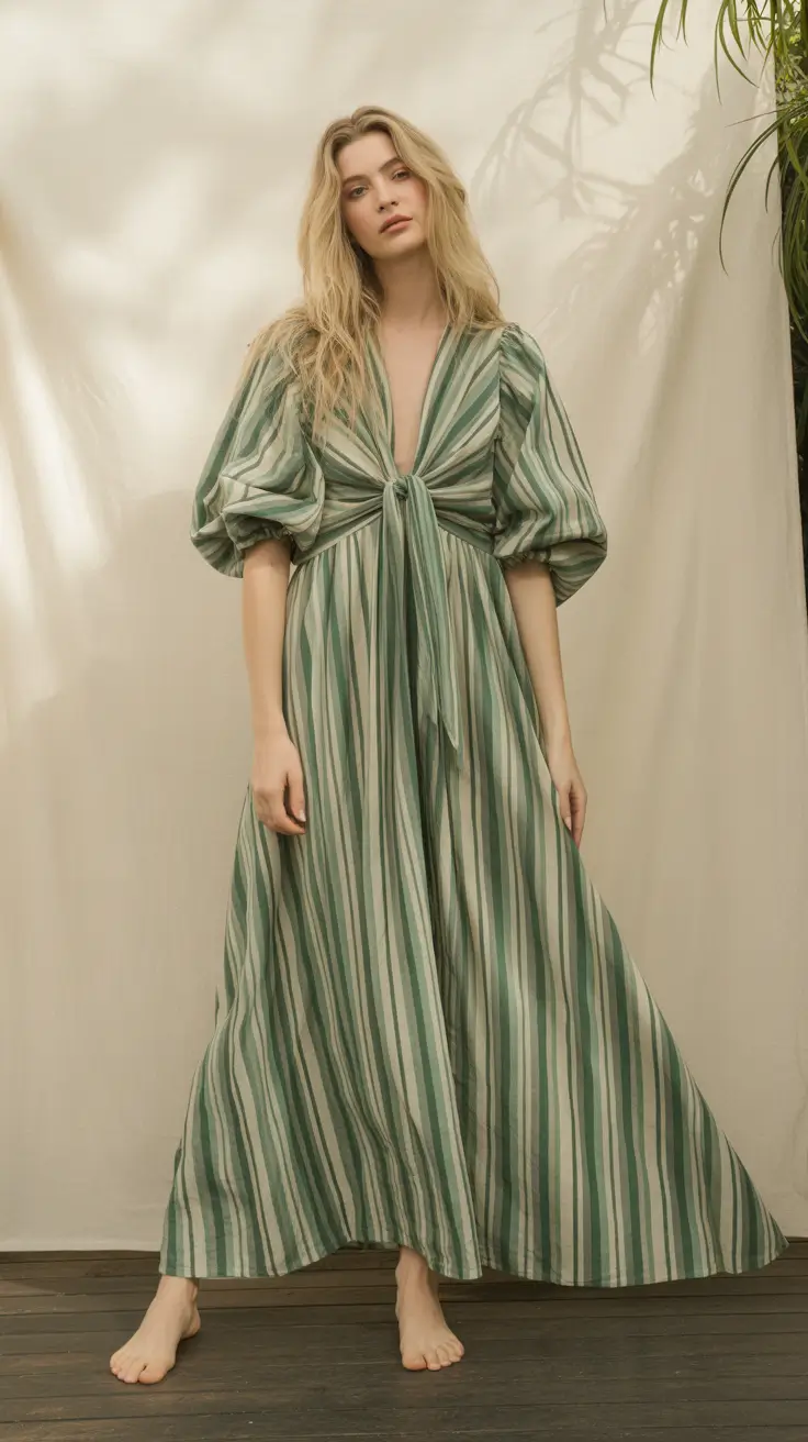 spring dress outfits 2026 Striped Maxi Dress for Early Spring Softness