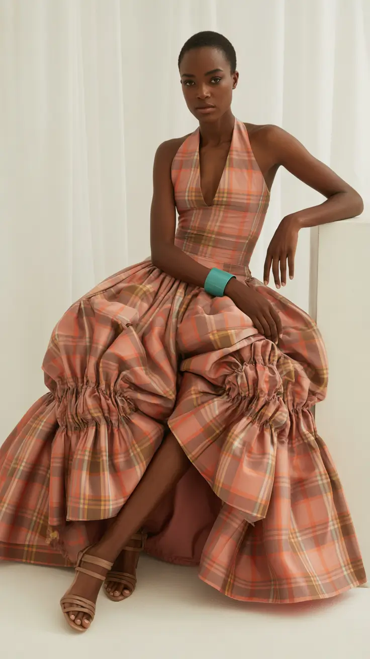 spring dress outfits 2026 Sculptural Plaid