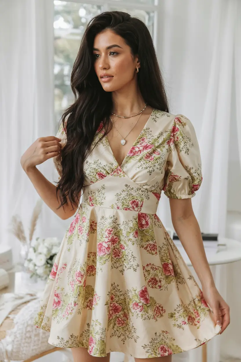 spring dress outfits 2026 Romantic Floral Mini for Sweet Spring Days