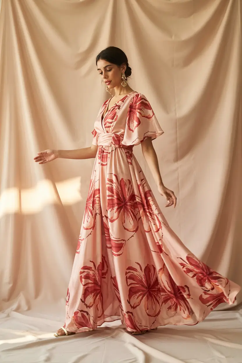 spring dress outfits 2026 Pink Floral Maxi for a Soft Statement