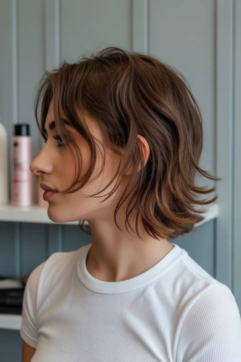 spring Haircuts for diamond Face Shape 2026 Soft Layered Short Cut With Feathered Ends