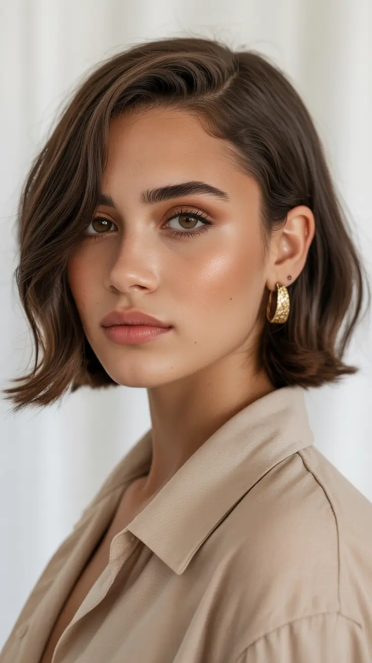 spring Haircuts for diamond Face Shape 2026 Classic Side Part Bob With Natural Polish