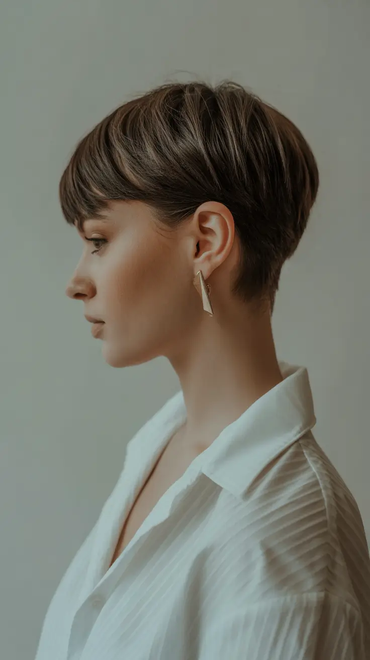 spring Haircuts for diamond Face Shape 2026 Minimalist Pixie With Sculpted Elegance