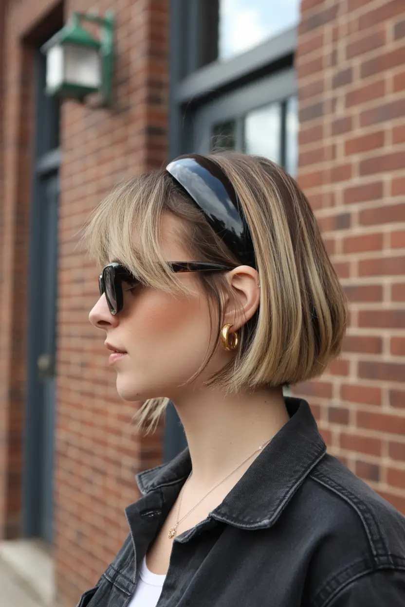 spring Haircuts for diamond Face Shape 2026 Soft Parisian Bob With Modern Headband Energy